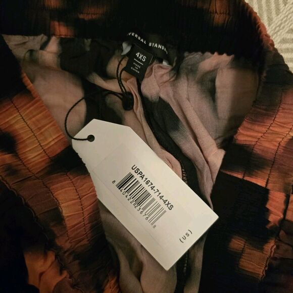 Universal Standard Wide-Leg Rayon Pants Womens Black Floral 4XS Elastic Waist - Picture 7 of 12